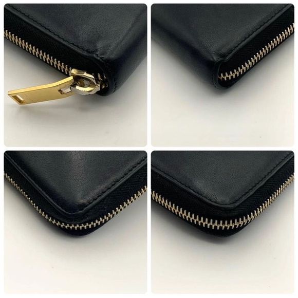 Yves Saint Laurent Black Leather Wallet with Gold Logo - Picture 7 of 10